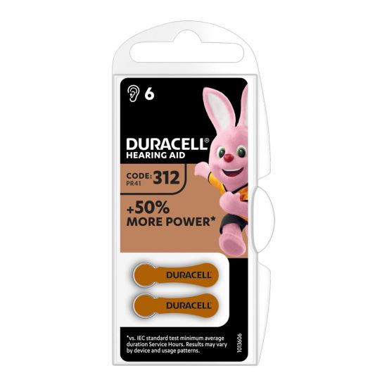 Baterie auditiva 312 Duracell PR41 , zinc-air, 1.45V, ZA312