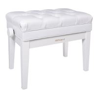 Scaun bancheta pian Roland RPB-500 PW , alb lucios, sezut alb, captusit, compartiment partituri