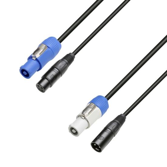 Cablu alimentare 1.5M Adam Hall 8101 PSDT 0150 Powercon IN - Out + DMX XLR mama - tata