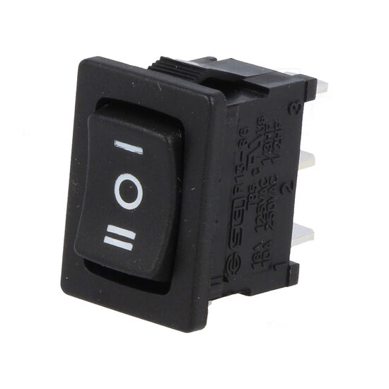 Intrerupator rocker RS1366IBB7, ON-OFF-ON, 250VAC 10A, negru