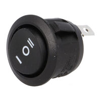 Intrerupator rocker rotund R13112D02BB7, ON-OFF-ON, 250VAC 10A, negru