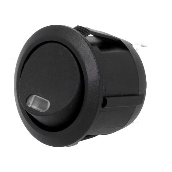 Intrerupator rotund Rokcer: cu LED, 14VDC 20A, 2 pozitii OFF-ON, negru