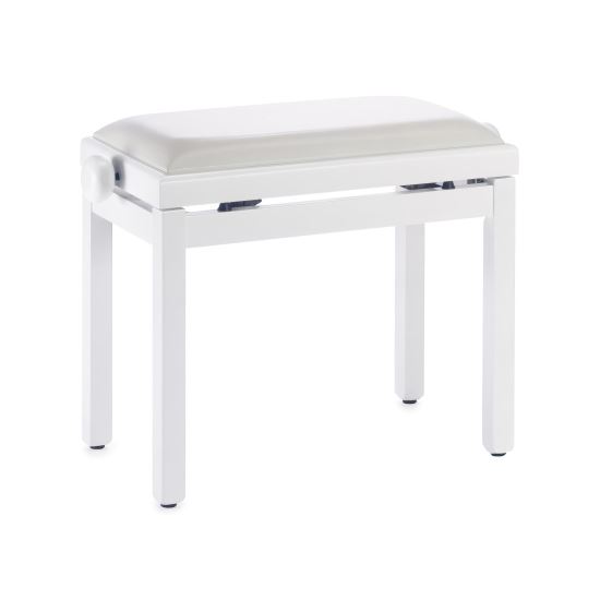 Scaun bancheta pian Discacciati 105SM, alb mat, sezut alb, piele sintetica