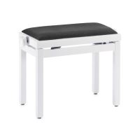 Scaun bancheta pian Discacciati 105SM, alb mat, sezut negru, catifea