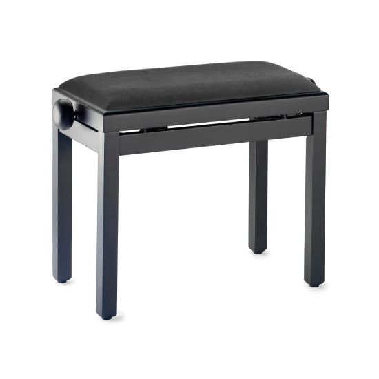 Scaun bancheta pian Discacciati 105SM, negru mat, sezut negru, catifea
